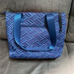 IHKWIP Navy Tote with red and white quilting